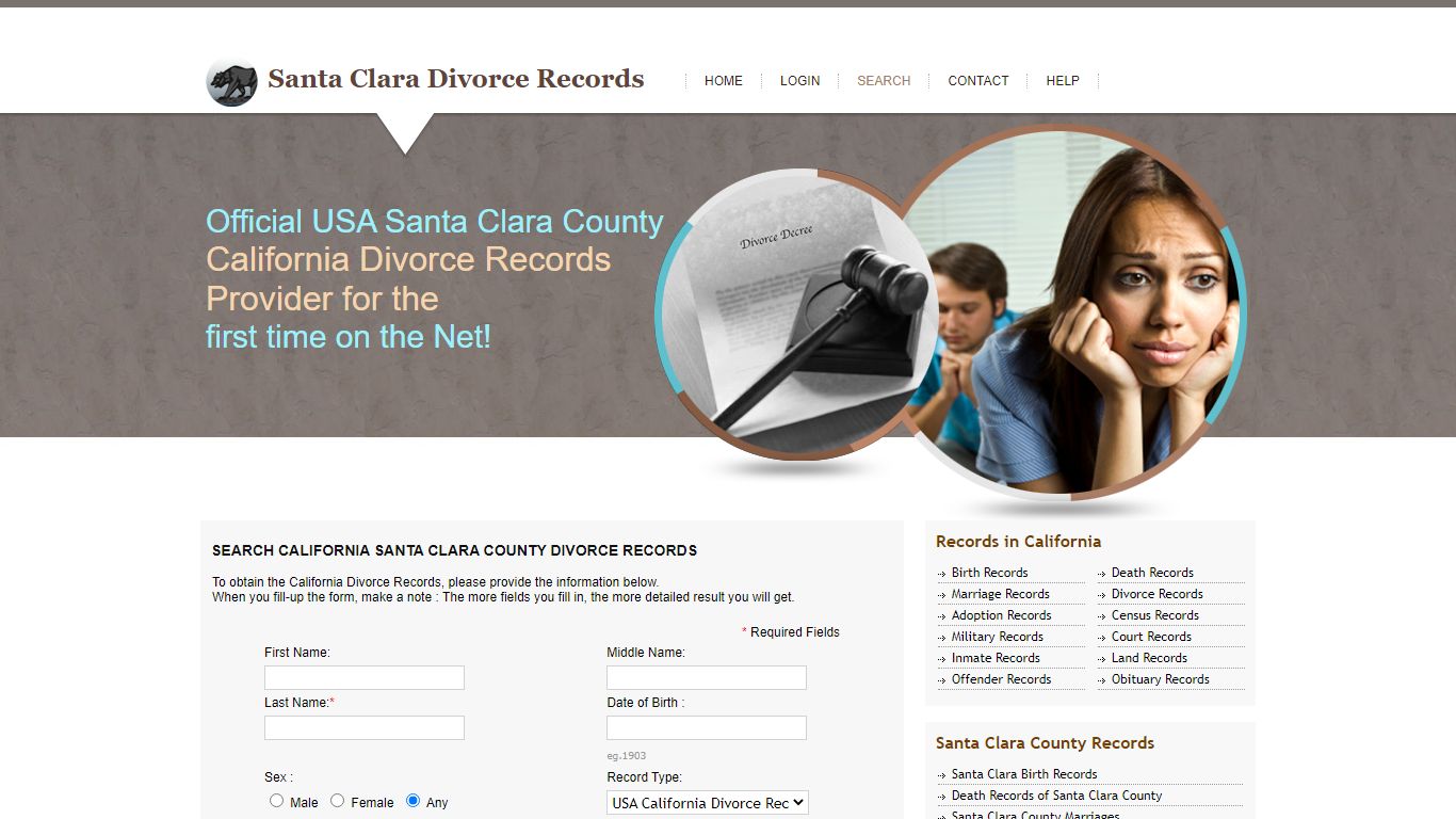 Search California Santa Clara County Divorce Records